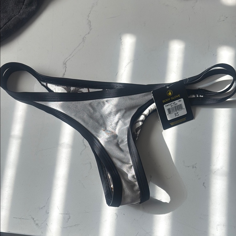 Body Glove Silver and Black Bikini Bottom
